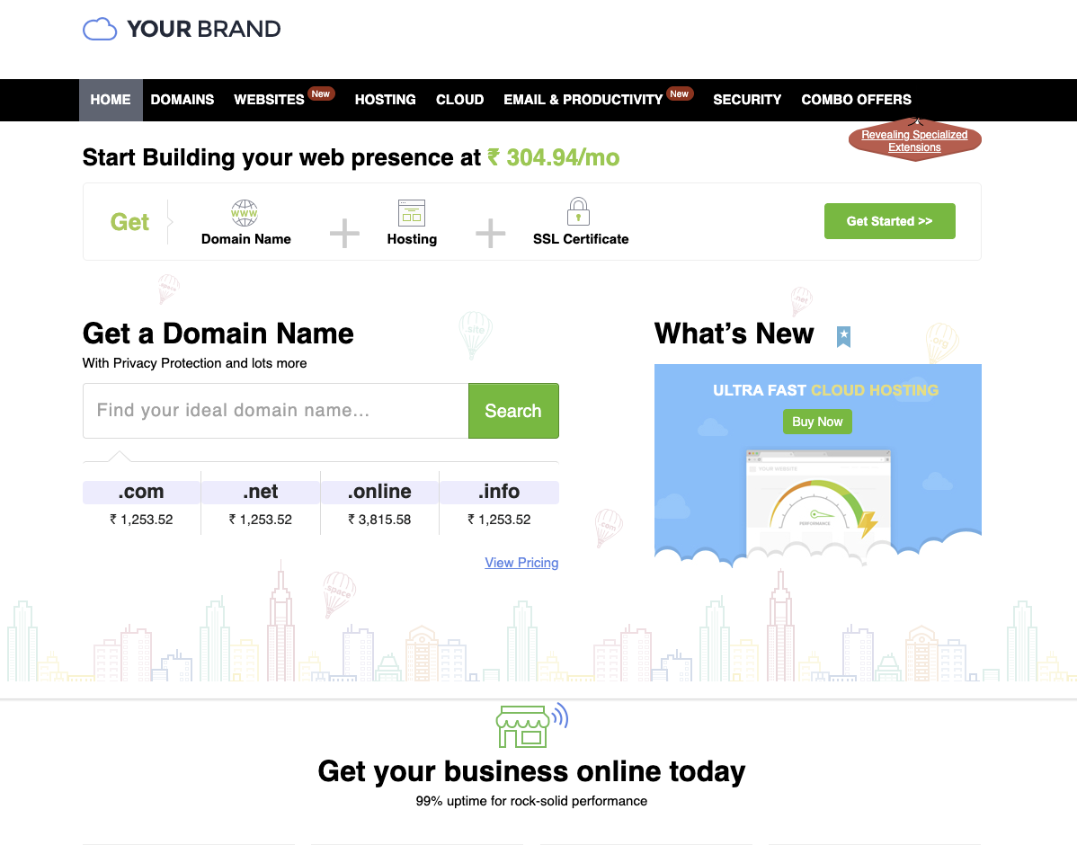 SuperSite storefront: a hosted, branded retail store on your own domain with your pricing